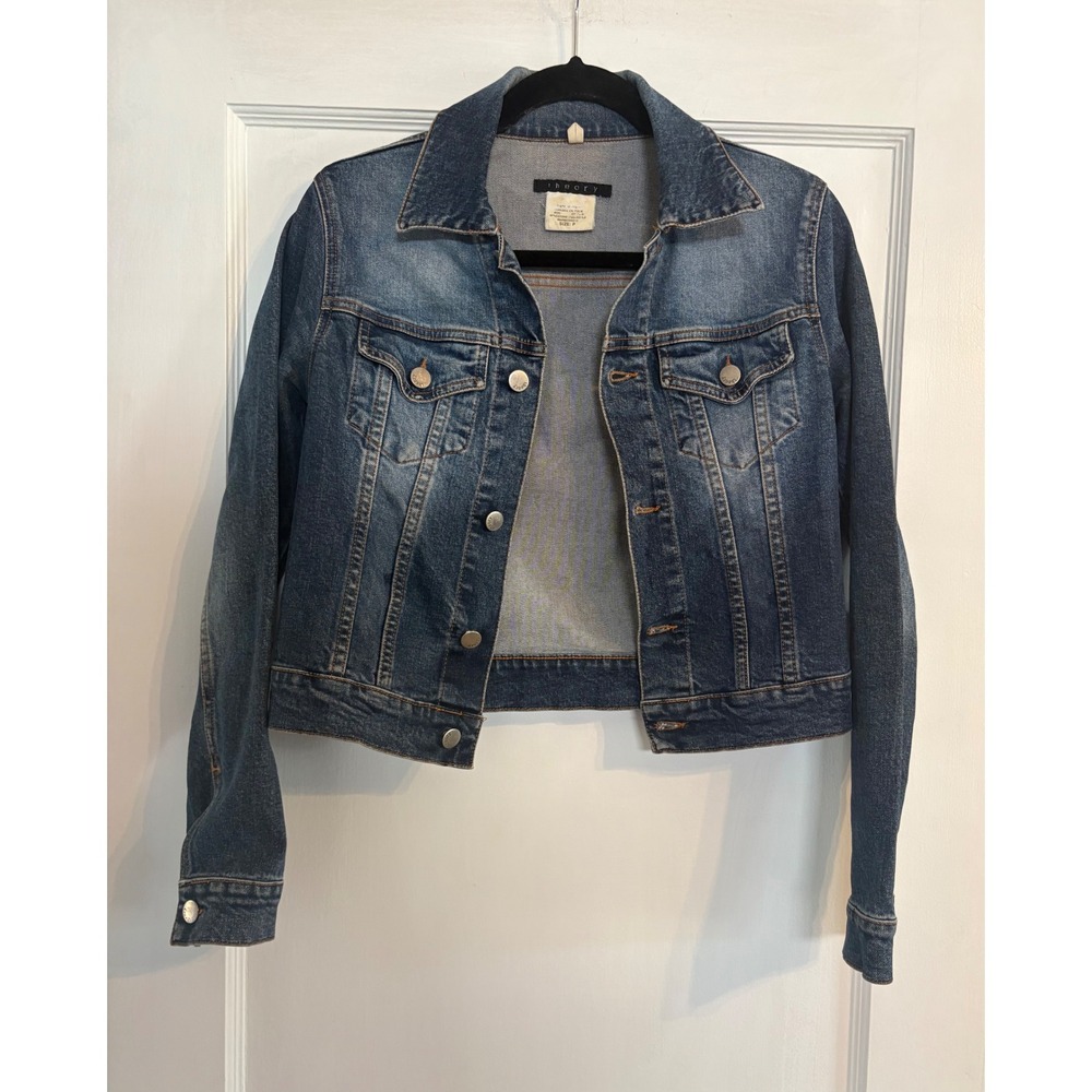 Women's Theory Medium-Wash Jean Jacket Size P (XS)